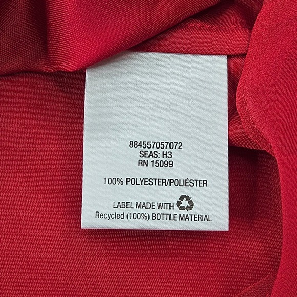 Covington‎ Womens Red Sheer Sleeve Satin Panel Blouse Top Plus Size L/G Large - Picture 5 of 8